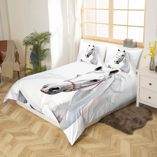 Miniatura 23 de Juego de ropa de cama con diseño de dibujos animados para niñas, niños, mascotas, gatos, funda de edredón con luz de neón, funda de edredón colorida
