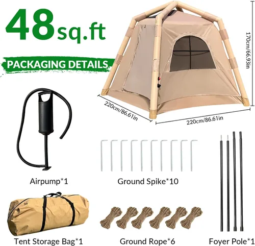 Miniatura 6 de JUST-V Tienda de campaña inflable Oxford Air Glamping impermeable para acampar adultos 2-4 personas al aire libre inflable tienda de campaña