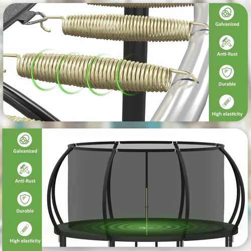 Miniatura 3 de Trampolín para exteriores, trampolines de 10 pies con red de cierre y escalera, trampolín recreativo redondo para niños y adultos con aprobación