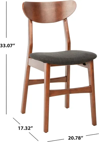 Miniatura 11 de SAFAVIEH Furniture Lucca - Juego de 2 sillas de comedor retro, nogal y negro, madera, diseño tapizado de mediados de siglo, ideal para comedor