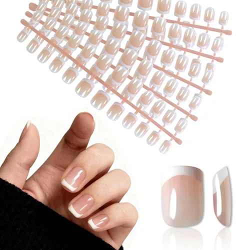 Miniatura 26 de Elevenail - Uñas postizas de longitud media, punta vino rojo, uñas postizas de cobertura total, uñas postizas cortas, uñas falsas, uñas falsas Rojo