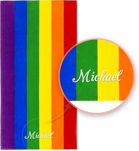 Miniatura 7 de Softerry Gay Flag - Toalla de playa LGBTQIA+ Pride Parade de 30 x 60 pulgadas, esponjosa, 450GSM, colores vibrantes, absorbente, 100% algodón Arco