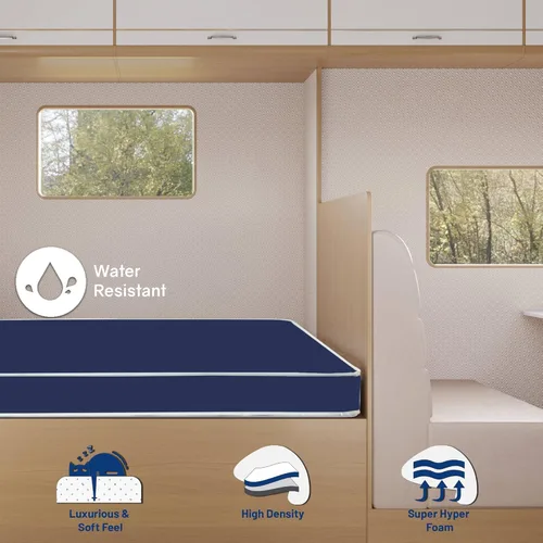 Miniatura 3 de Greaton, Colchón de vinilo de espuma resistente al agua de firmeza media, de 6 pulgadas, fácil de limpiar, cómodo y sin ruido, individual, azul