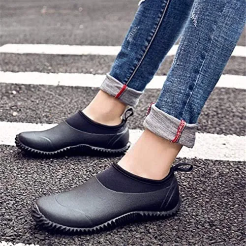 Miniatura 39 de SYLPHID Zapatos de jardín para hombre, zapatos de lluvia impermeables de neopreno para campamento, cuidado del césped, jardinería y trabajo