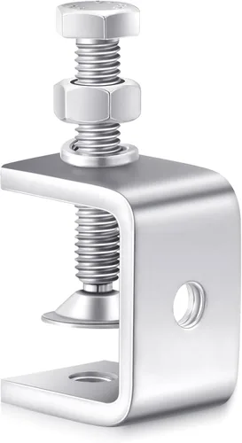 Lounsweer 1 Pcs Stainless Steel C Clamps Heavy Duty 1 3/16 Inch Mini Clamp with Stable Wide Opening Small Screw Clamps for Working Mounting