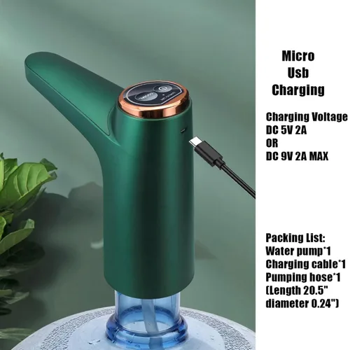 Miniatura 5 de Sistema de bomba dispensadora de botella de agua de 5 galones, bomba de agua potable automática con carga USB, dispensador de agua eléctrica Verde