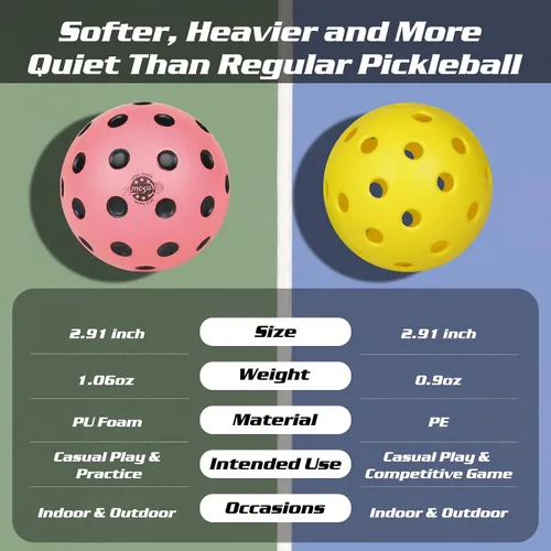 Miniatura 2 de Pelotas de pickleball silenciosas, paquete de 6 bolas de espuma silenciosas para práctica de pickleball en interiores y exteriores, bolas