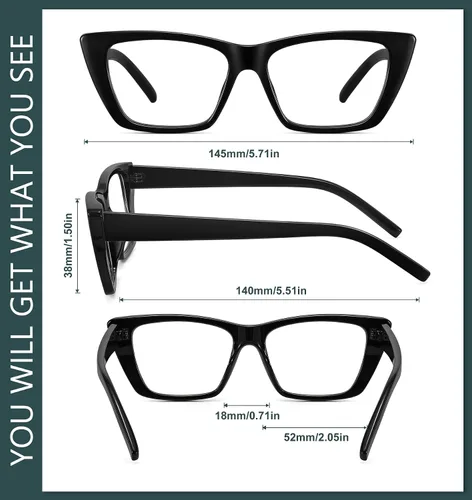 Miniatura 5 de WOWSUN Narrow Small Vintage Cat Eye Frames Eyeglasses for Women Retro Blue Light Blocking Computer Glasses