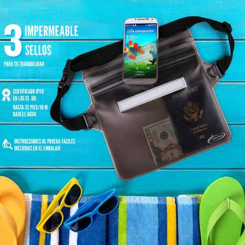 Miniatura 4 de AiRunTech Bolsa impermeable con correa para la cintura (paquete de 2) Accesorios de playa, la mejor manera de mantener tu teléfono y objetos