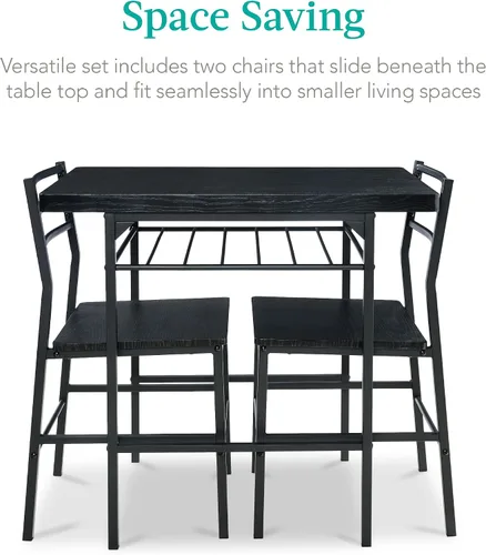 Miniatura 3 de Best Choice Products Juego de comedor moderno de 3 piezas, juego de comedor compacto para cocina, comedor, espacio pequeño con estructura de acero
