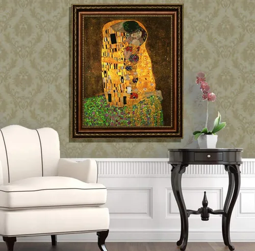 Miniatura 4 de ELITEART -El beso de Gustav Klimt Giclée impresiones en lienzo artístico, tamaño marcado: 20 3/16 pulgadas x 24 3/16 pulgadas