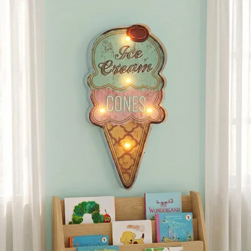 Miniatura 4 de Luz LED retro con forma de helado para decoración de pared, luz nocturna alimentada por batería para dormitorio, sala de estar, habitación
