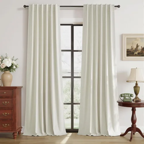 Miniatura 12 de RYB HOME Cortinas cortas opacas 100% marrones, 45 pulgadas de largo, 52 pulgadas de ancho, bloqueo de luz y aislamiento térmico para cocina