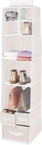 Miniatura 6 de mDesign - Organizador de almacenamiento para barra de guardarropa, 7 estantes, 3 cajones