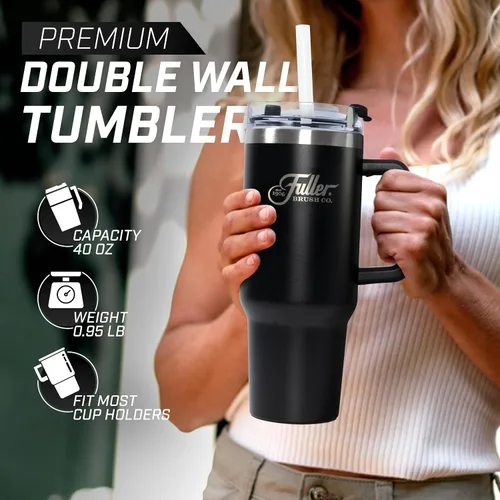 Miniatura 3 de Fuller Brush Vaso de acero inoxidable con asa, 40 onzas, sin bisfenol A, con aislamiento de doble pared, mantiene las bebidas calientes o frías