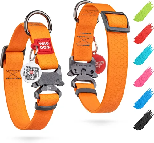 Miniatura 36 de WAUDOG Collar de Perro Impermeable – Collar Ajustable para Perros Grandes, Pequeños y Medianos – Collares de Perro de Servicio Pesado con Cierre