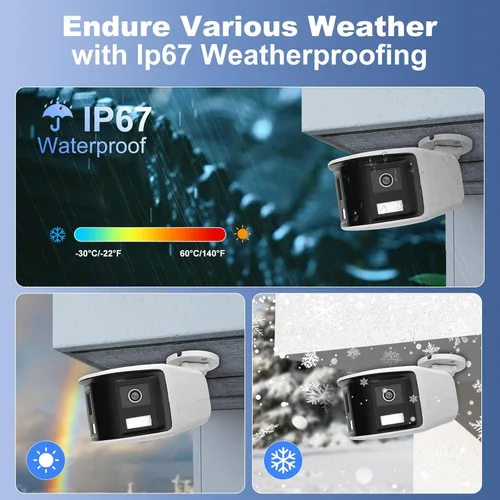 Miniatura 8 de Anpviz Cámara de seguridad de doble lente de 180° 6MP, vista panorámica de 180 grados, cámara IP POE con cable, luz de destello estroboscópica roja