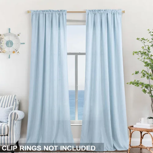 Miniatura 28 de KOUFALL Juego de 2 cortinas de puerta francesa, cortinas de lino para puerta/ventana, cortina transparente boho para cristal lateral delantero