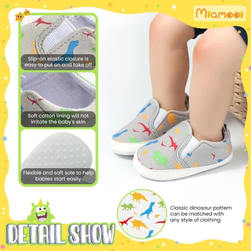 Miniatura 5 de Miamooi Zapatos deportivos para bebés, niños y niñas, suela suave, zapatos de primera caminata, informales, planos, ligeros, para cuna