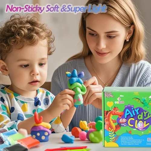 Miniatura 4 de Arcilla seca al aire para niños, kit de arcilla de modelado de 68 colores con herramientas de esculpir, modelo de arcilla mágica, regalo de artes