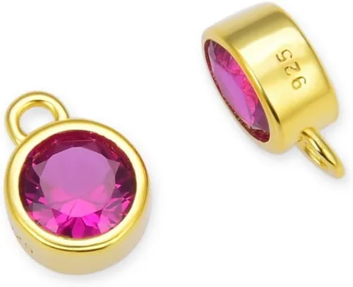 Miniatura 15 de Adabele Auténtico colgante de plata de ley chapada en oro amarillo de 18 quilates con circonia cúbica redonda pequeña de 4 mm y 6 mm, engastada