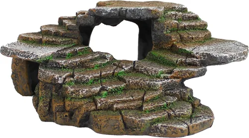Miniatura 8 de Penn-Plax (REP183) Reptología Repisa de Escalones de Paisaje de Pizarra y Ocultadero de Cueva – Resina Decorativa para Acuarios y Terrarios – Ideal