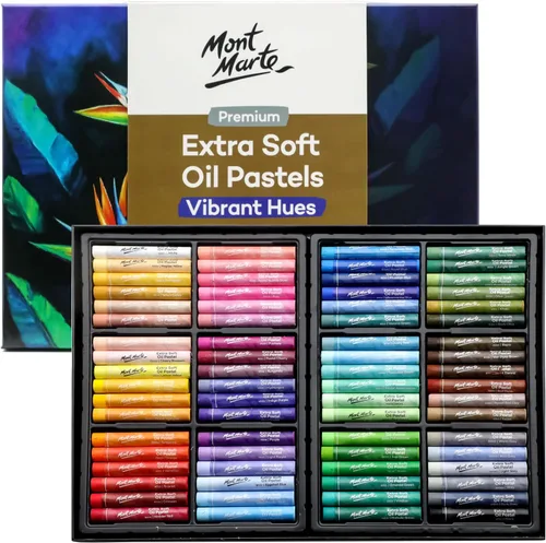 Mont Marte Extra Soft Oil Pastels 72 piezas, colores brillantes surtidos, vibrantes y mantecosos, pasteles de arte versátiles para mezclar, Varios