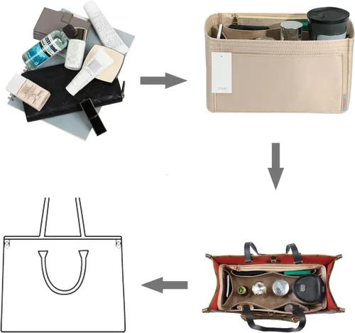 Miniatura 5 de ZTUJO Organizador de bolso para bolsos, organizador de bolsas de tacto sedoso con soporte para botellas, perfecto para Speedy, Neverfull, Tote