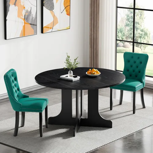 Miniatura 92 de Juego de mesa de comedor de mármol sintético blanco para 6 personas, juego de mesa de comedor extensible de 7 piezas de 63 a 78.74 pulgadas con 6