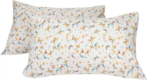 Miniatura 7 de Fundas de almohada florales tamaño estándar, 100% algodón, fundas de almohada blancas con cierre de sobre, 20 x 30 pulgadas