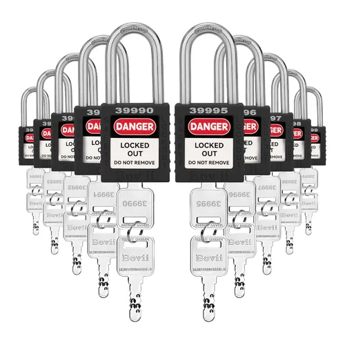 Miniatura 15 de Lockout Tagout Cerraduras conjuntos, 6 candado de seguridad rojo con llave diferente, 2 llaves por cerradura