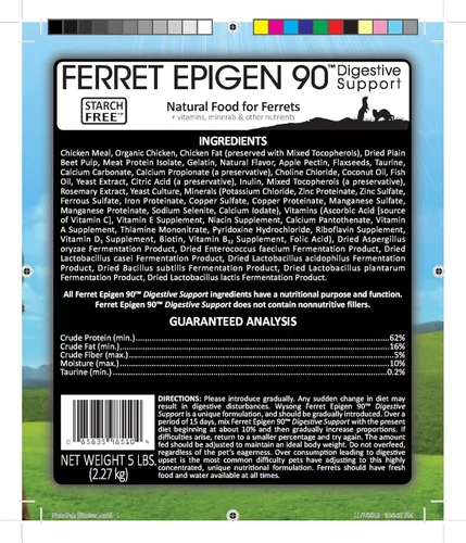 Miniatura 4 de Apoyo digestivo Ferret Epigen 90 de Wysong, alimento de hurón seco
