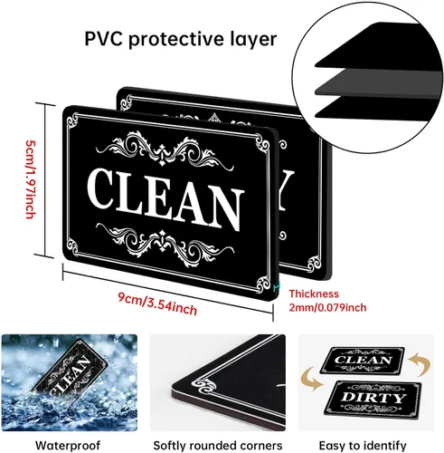 Miniatura 6 de Imán de lavavajillas Dirty Clean, letrero para lavavajillas con texto en inglés "Clean Dirty", para lavavajillas limpio o sucio, para lavavajillas