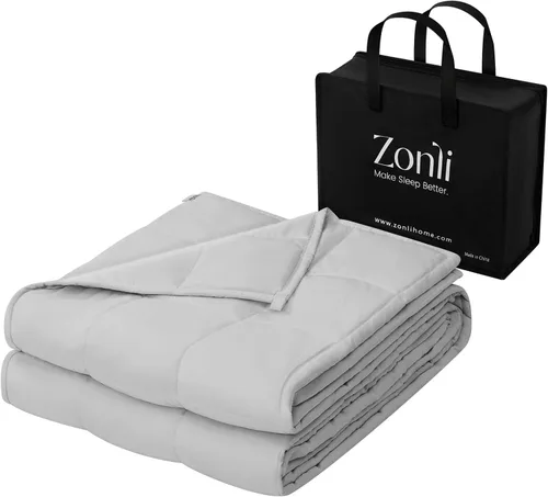 Miniatura 21 de ZonLi Manta pesada para adultos (48 x 72 pulgadas, 12 libras, verde oscuro) manta pesada de enfriamiento de alta transpirabilidad, material suave