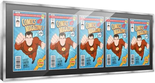 Miniatura 42 de Poster Palooza Marco de cómic con paspartú para 1 cómic de la Edad de Bronce publicado entre 1970 y 1985, marco de cómic negro para cómic de 7.25 x