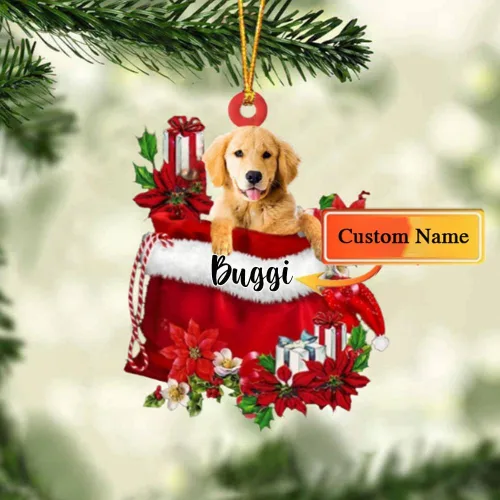 Miniatura 180 de Perro Akita Inu personalizado en bolsa de regalo, adorno de Navidad, nombre personalizado, regalo para amantes de los perros, familia, Navidad