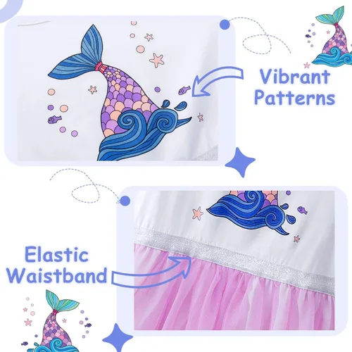 Miniatura 5 de VASCHY Dress for Girls,Cute Girls Long Sleeve Princess Party Outfit Clothes,ToddlerLittleBig Kid Girls Clothing 2-10T