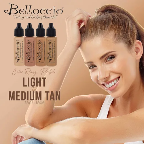 Miniatura 3 de Base de maquillaje aerógrafo, 1/2 botella Belloccio's, cosméticos profesionales Tonos beige claro-medio rosa