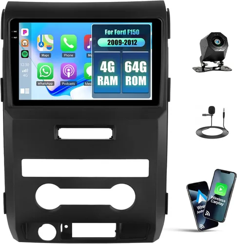 Android 15 4G+64G para Ford F150 2009 2010 2011 2012 estéreo de coche con CarPlay Android Auto, pantalla táctil de 9 pulgadas, radio de coche