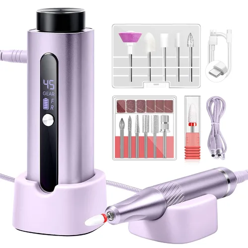 Miniatura 9 de SAVILAND Taladro de uñas profesional 40000 RPM: kit de taladro eléctrico portátil para uñas, máquina de lima con brocas de uñas de cerámica y bandas