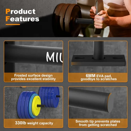 Miniatura 5 de Weight Plate Holder, Wall Mounted Weight Rack Storage for Weight Plates, Home Gym Organizer