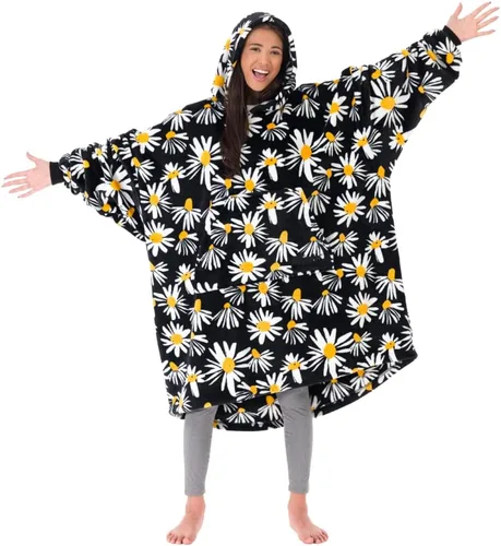 THE COMFY Dream | From Shark Tank | Patented | No Sherpa | Light Wearable Blanket Hoodie | Gift for Women & Men | One Size Daisy