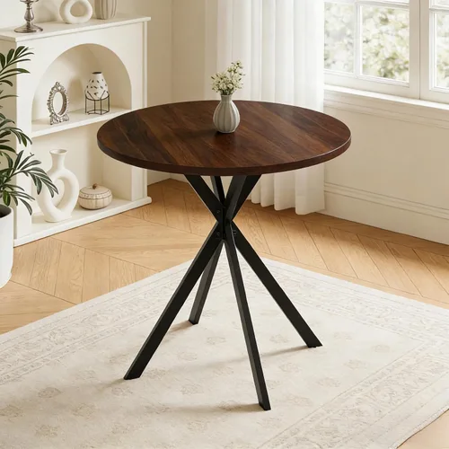 Miniatura 8 de Juego de 2 sillas y mesas de comedor redondas de 31.5 pulgadas para 2, pequeñas sillas de comedor que ahorran espacio, juegos de comedor pequeños