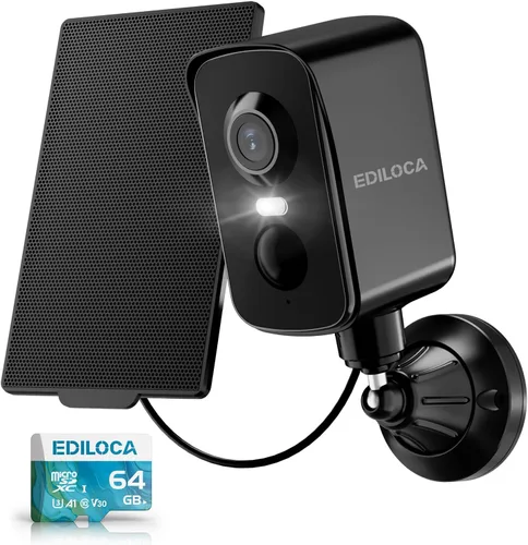 Miniatura 11 de Ediloca Cámaras de seguridad inalámbricas para exteriores, 2K Pan Rotación de 300° Cámara WiFi alimentada por batería con detección humana PIR