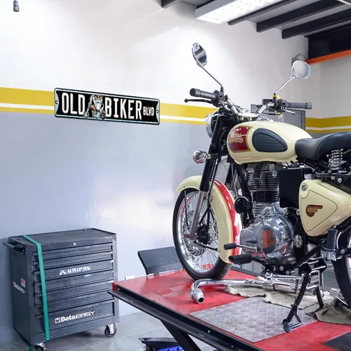 Miniatura 3 de Letrero de metal con texto en inglés "Old Biker Blvd", decoración de pared para el hogar, bar, garaje, 16 x 4 pulgadas