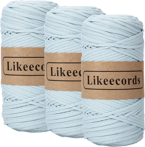 Miniatura 17 de Likeecords Cordón de macramé trenzado de poliéster de 0.157 in, 140 yardas/426 pies, hilo elástico para bolsa de ganchillo para manualidades, Verde