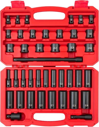 Miniatura 13 de TEKTON Juego de dados de impacto de 6 puntos profundos de 3/8 pulgadas, 15 piezas (1/4-1 pulg.) - Estuche SID91301