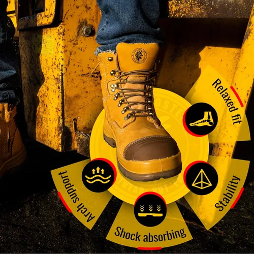 Miniatura 4 de ROCKROOSTER Botas de trabajo para hombre, 7 pulgadas, puntera de acero, cremallera lateral, zapatos de cuero, control estático, transpirables