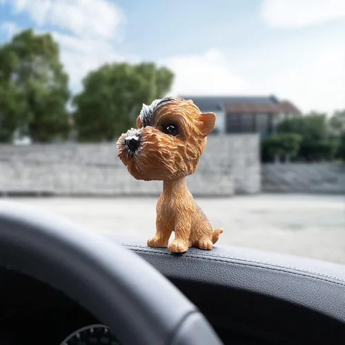 Miniatura 5 de Perros de juguete con cabeza móvil para decorar el auto (Yorkshire Terrier)