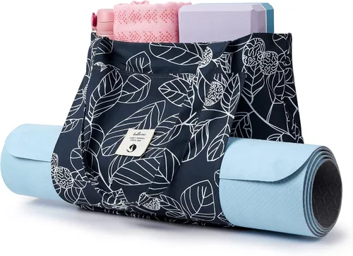 Miniatura 6 de Bolsas de yoga WLLWOO WLLWOO para mujeres con porta-mats de yoga, bolsa de lona para llevar, para pilates, para el hombro, para viajes, oficina, Hoja